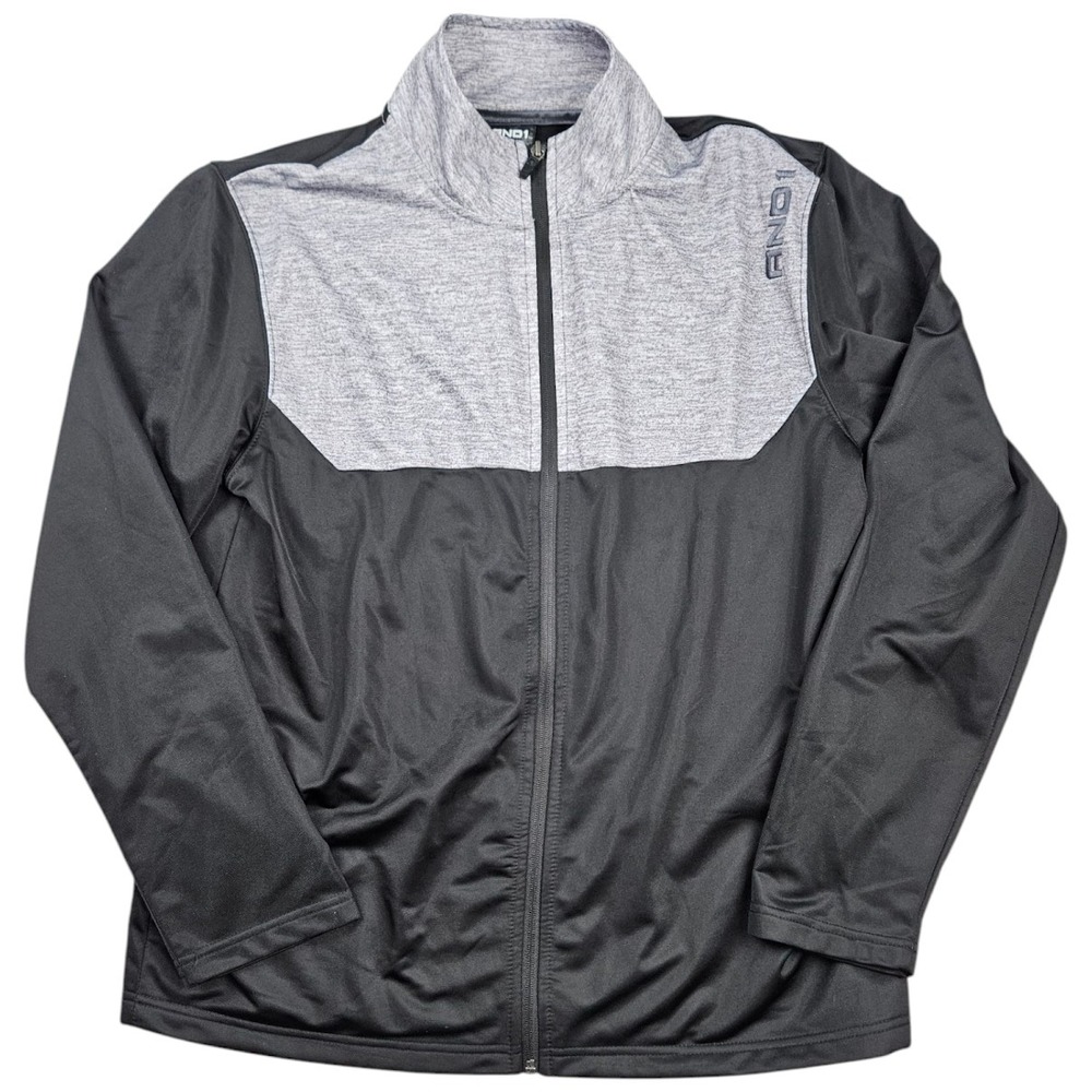 And1 Full Zip Jacket Mens‎ Large Black Gray Basketball Track Mock Neck